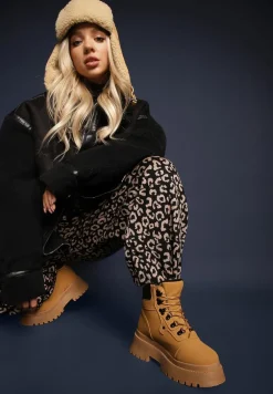 Brązowe Traperki na Platformie Leuna