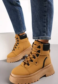 Brązowe Traperki na Platformie Leuna