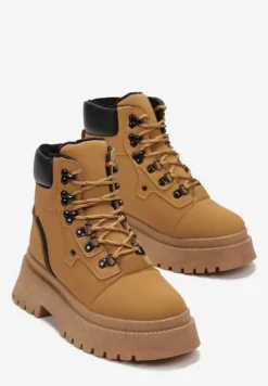 Brązowe Traperki na Platformie Leuna