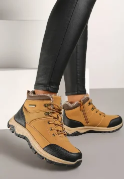 Brązowe Trapery Ocieplone Sztucznym Futerkiem Temiriale