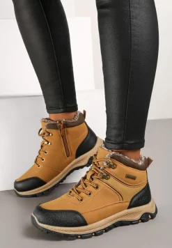 Brązowe Trapery Ocieplone Sztucznym Futerkiem Temiriale