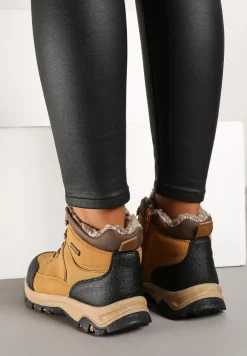 Brązowe Trapery Ocieplone Sztucznym Futerkiem Temiriale