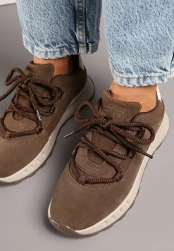 Brązowe Zamszowe Sneakersy z Wkładką ze Skóry Naturalnej Dolavienne