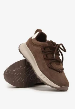 Brązowe Zamszowe Sneakersy z Wkładką ze Skóry Naturalnej Dolavienne