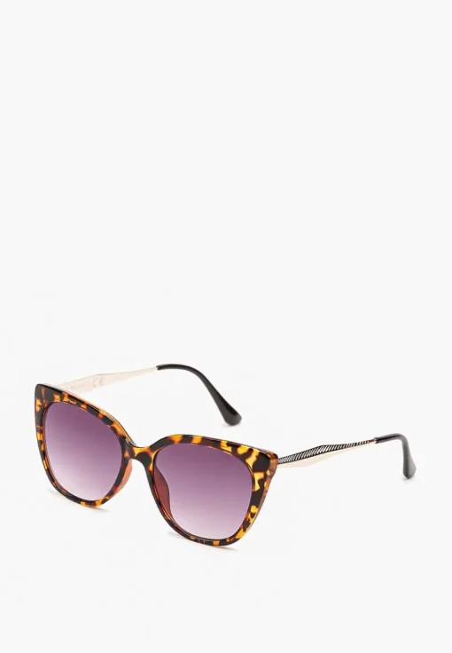 Brązowo-Beżowe Okulary Przeciwsłoneczne Cat Eye z Filtrem UV Jullea