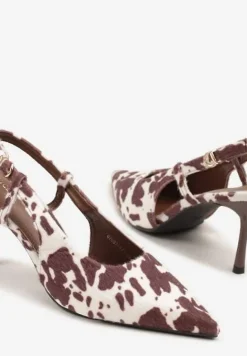 Brązowo-Białe Sandały Vices na Szpilce Slingback Raleira