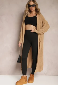 Brązowy Długi Kardigan Oversize Angellona