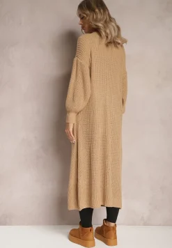 Brązowy Długi Kardigan Oversize Angellona