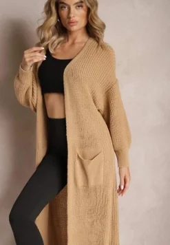 Brązowy Długi Kardigan Oversize Angellona
