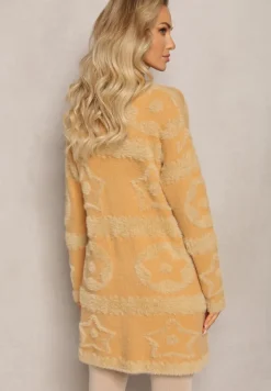 Brązowy Długi Kardigan Puszysty Aborra