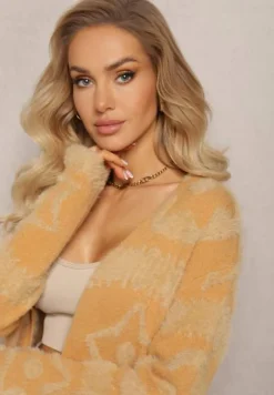 Brązowy Długi Kardigan Puszysty Aborra