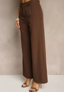 Brązowy Garnitur Szerokie Spodnie i Asymetryczna Marynarka Pumeira