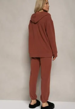 Brązowy Komplet Dresowy 2-częściowy z Bluzą i Spodniami Bennila