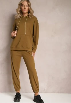 Brązowy Komplet Dresowy z Bluzą i Spodniami Ciranova
