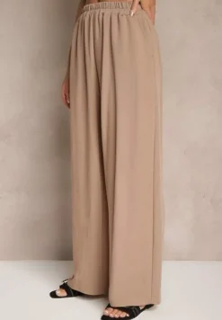 Brązowy Komplet z Wiskozy Spodnie o Szerokim Kroju i Koszula Novesca