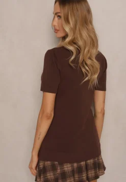 Brązowy Sweter Ozdobiony Ściągaczami Sanallia