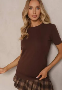 Brązowy Sweter Ozdobiony Ściągaczami Sanallia