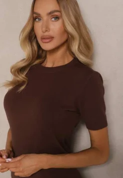 Brązowy Sweter Ozdobiony Ściągaczami Sanallia