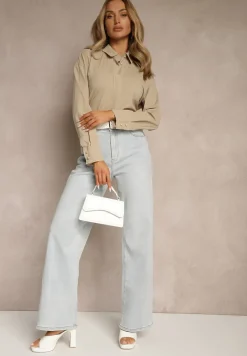 Ciemnobeżowa Koszula z Wiskozą w Klasycznym Stylu Lisarila