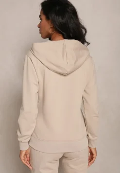 Ciemnobeżowa Rozsuwana Bluza z Kapturem Lecua