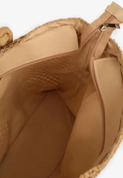Ciemnobeżowa Torebka Typu Shopper z Plecionki Reviane