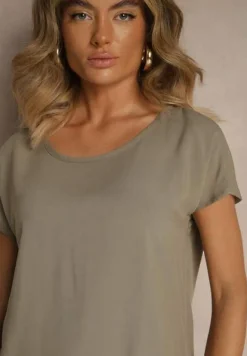 Ciemnobeżowa Wiskozowa Bluzka Oversize Lirealia