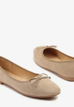 Ciemnobeżowe Balerinki Ozdobione Kokardą Hiroti