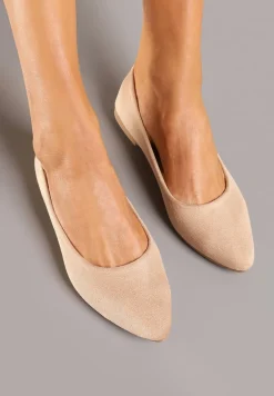 Ciemnobeżowe Basicowe Balerinki z Migdałkowym Noskiem Tulvia