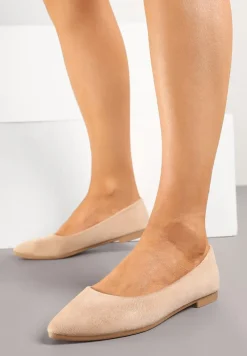 Ciemnobeżowe Basicowe Balerinki z Migdałkowym Noskiem Tulvia