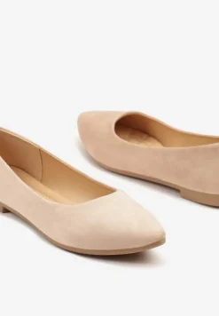 Ciemnobeżowe Basicowe Balerinki z Migdałkowym Noskiem Tulvia