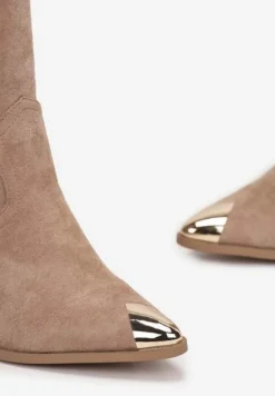 Ciemnobeżowe Botki Fronie