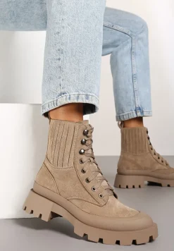 Ciemnobeżowe Botki Jadirel