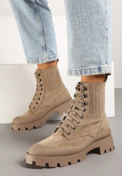 Ciemnobeżowe Botki Jadirel