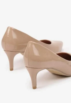 Ciemnobeżowe Czółenka na Szpilce ze Skórzaną Wkładką Caronella