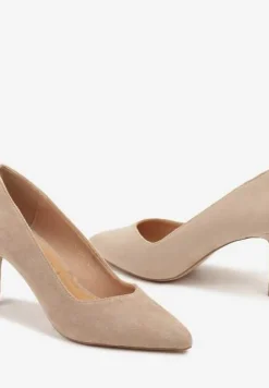 Ciemnobeżowe Czółenka Szpilki z Wkładką ze Skóry Naturalnej ze Szpiczastym Noskiem Mairisse