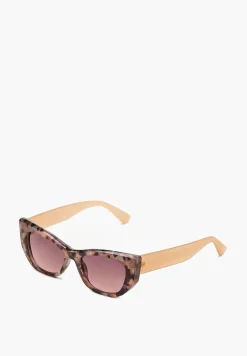 Ciemnobeżowe Designerskie Okulary Przeciwsłoneczne z Filtrem UV z Lekkiego Tworzywa Quesdia