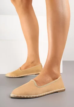 Ciemnobeżowe Espadryle Balerinki z Przeszyciami Firalissea