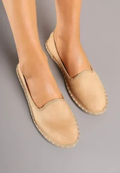 Ciemnobeżowe Espadryle Balerinki z Przeszyciami Firalissea