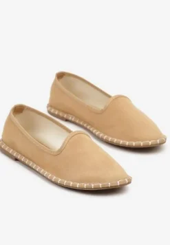 Ciemnobeżowe Espadryle Balerinki z Przeszyciami Firalissea