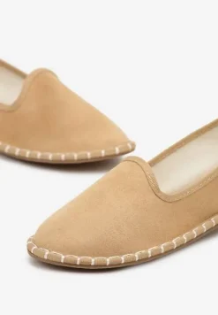 Ciemnobeżowe Espadryle Balerinki z Przeszyciami Firalissea