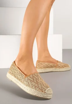 Ciemnobeżowe Espadryle z Plecionym Sznurkiem Nimiorra