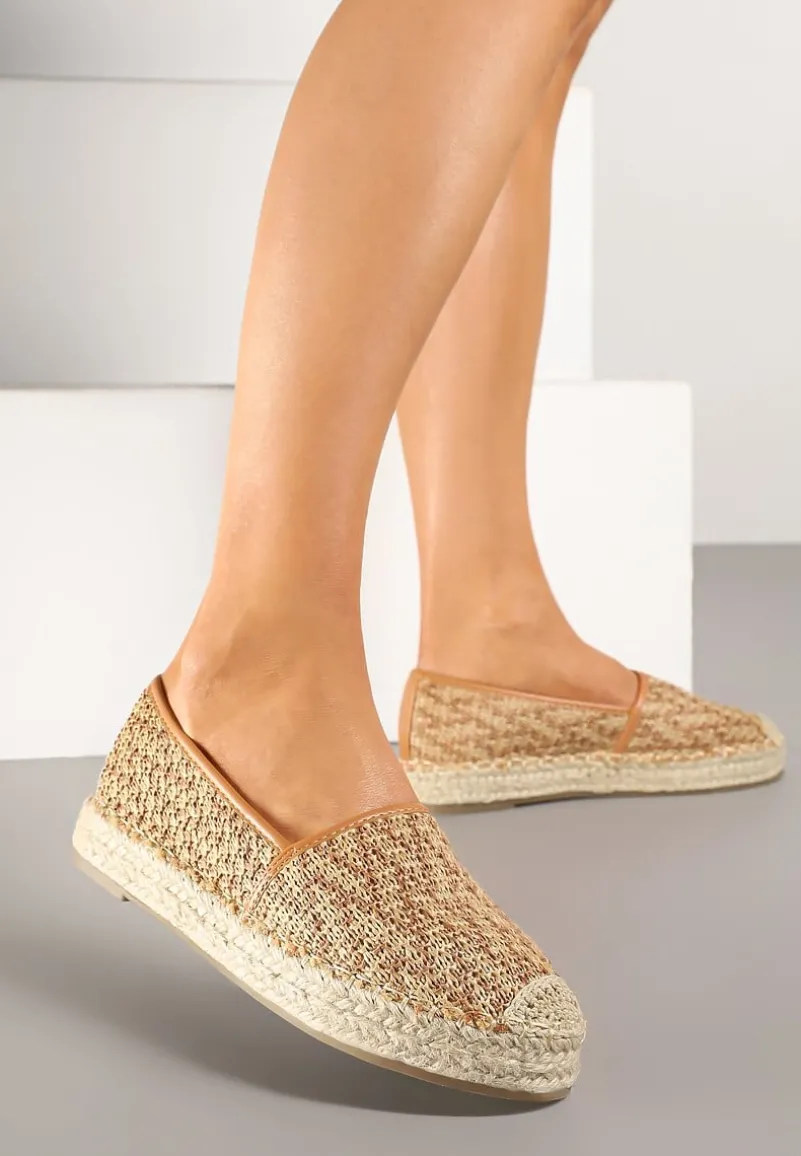 Ciemnobeżowe Espadryle z Plecionym Sznurkiem Nimiorra