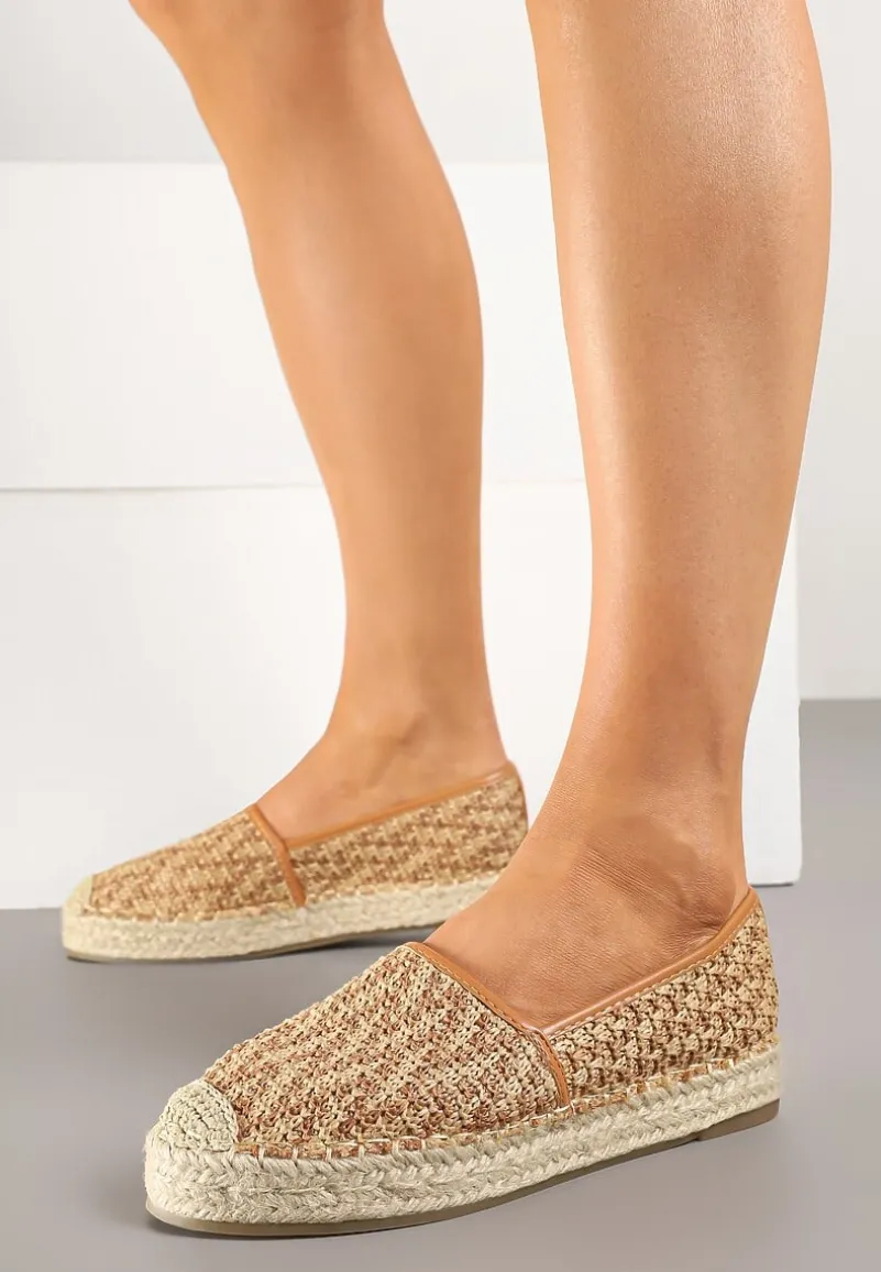 Ciemnobeżowe Espadryle z Plecionym Sznurkiem Nimiorra