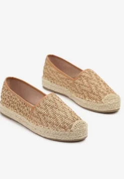 Ciemnobeżowe Espadryle z Plecionym Sznurkiem Nimiorra