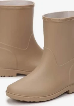 Ciemnobeżowe Gumowe Kalosze do Łydki Pirena