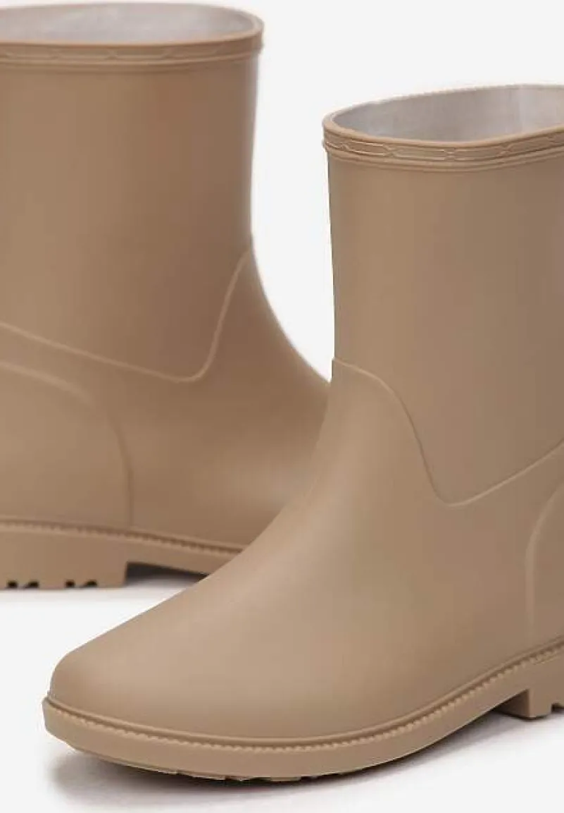 Ciemnobeżowe Gumowe Kalosze do Łydki Pirena