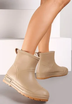 Ciemnobeżowe Gumowe Kalosze za Kostkę Lunidia