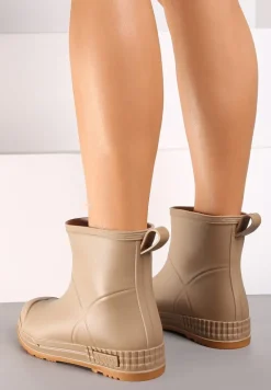 Ciemnobeżowe Gumowe Kalosze za Kostkę Lunidia