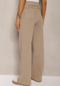 Ciemnobeżowe Jeansy Szerokie Phririope