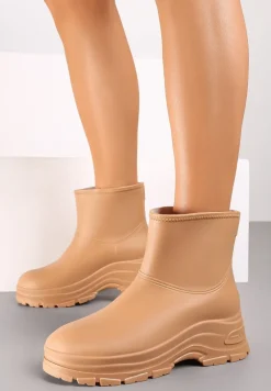 Ciemnobeżowe Kalosze na Grubej Podeszwie Eristhena